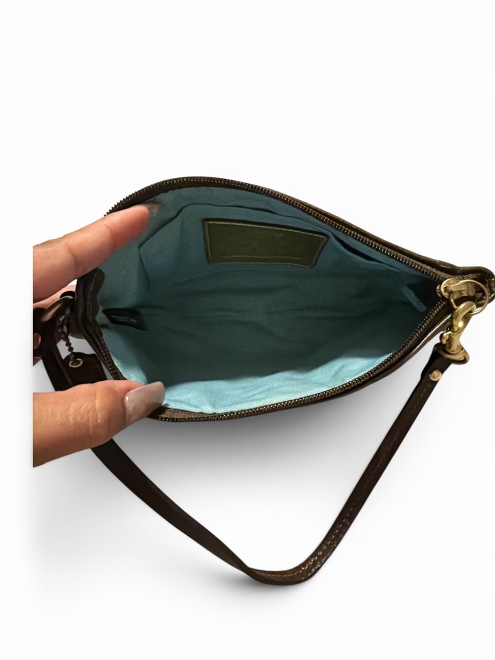 Coach Brown Signature Wristlet with Gold Hardware - Picture 3 of 10
